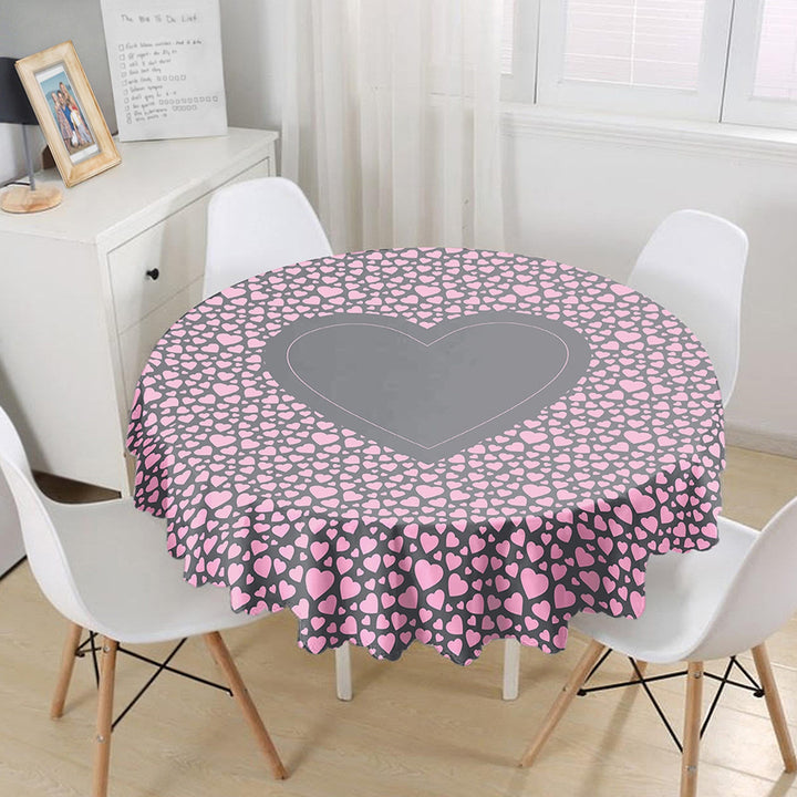 Valentine Tablecloth|Heart Print Round Table Linen|February 14 Decor|Love Tabletop|Circle Romantic Table Cover|Valentine's Day Gift for Her