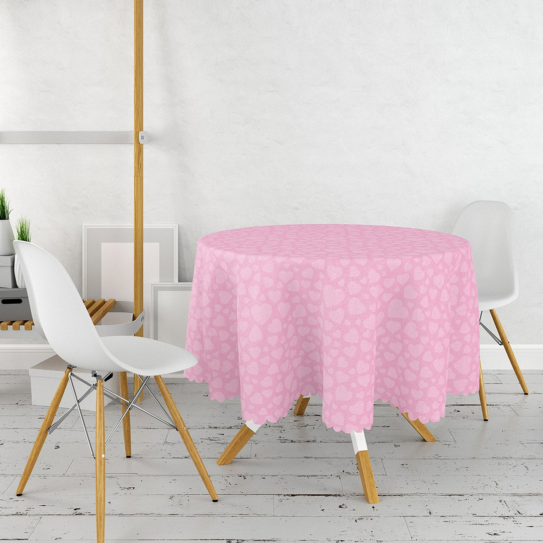 Valentine Tablecloth|Heart Print Round Table Linen|February 14 Decor|Love Tabletop|Circle Romantic Table Cover|Valentine's Day Gift for Her