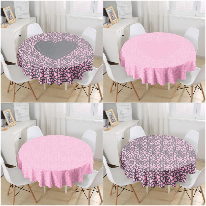 Valentine Tablecloth|Heart Print Round Table Linen|February 14 Decor|Love Tabletop|Circle Romantic Table Cover|Valentine's Day Gift for Her