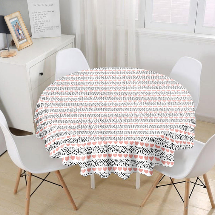 Heart Print Tabletop|Valentine Round Table Linen|February 14 Decor|Love Tablecloth|Circle Romantic Table Cover|Valentine's Day Gift for Her