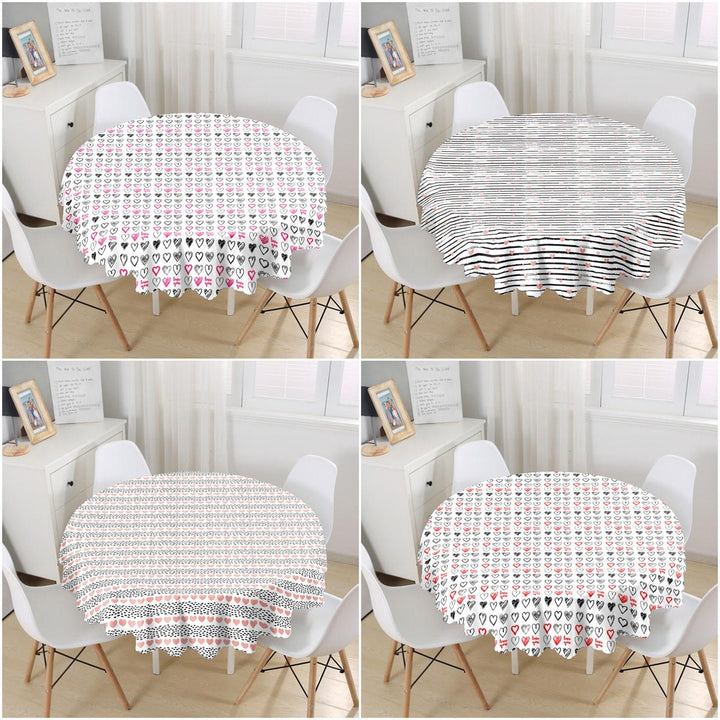 Heart Print Tabletop|Valentine Round Table Linen|February 14 Decor|Love Tablecloth|Circle Romantic Table Cover|Valentine's Day Gift for Her