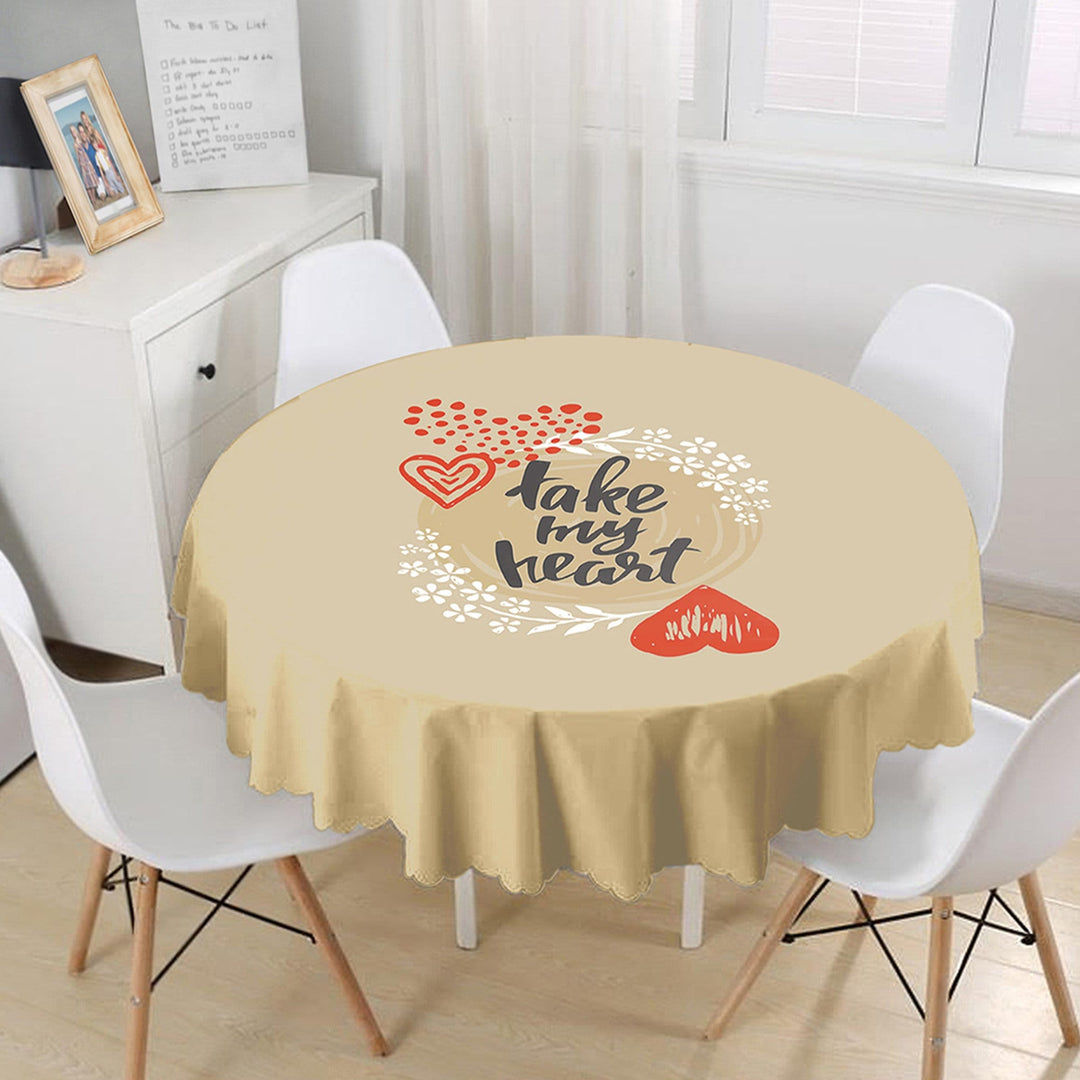 I Love You Tabletop|Take My Heart Print Round Table Linen|February 14 Decor|Love is in the Air Tablecloth|Circle Valentine Day Table Cover