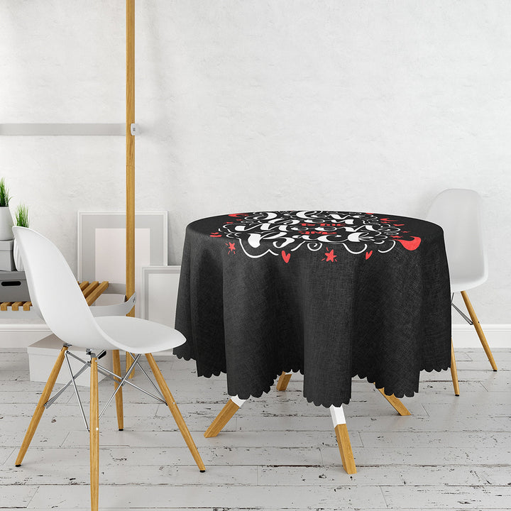 I Love You Tabletop|Take My Heart Print Round Table Linen|February 14 Decor|Love is in the Air Tablecloth|Circle Valentine Day Table Cover