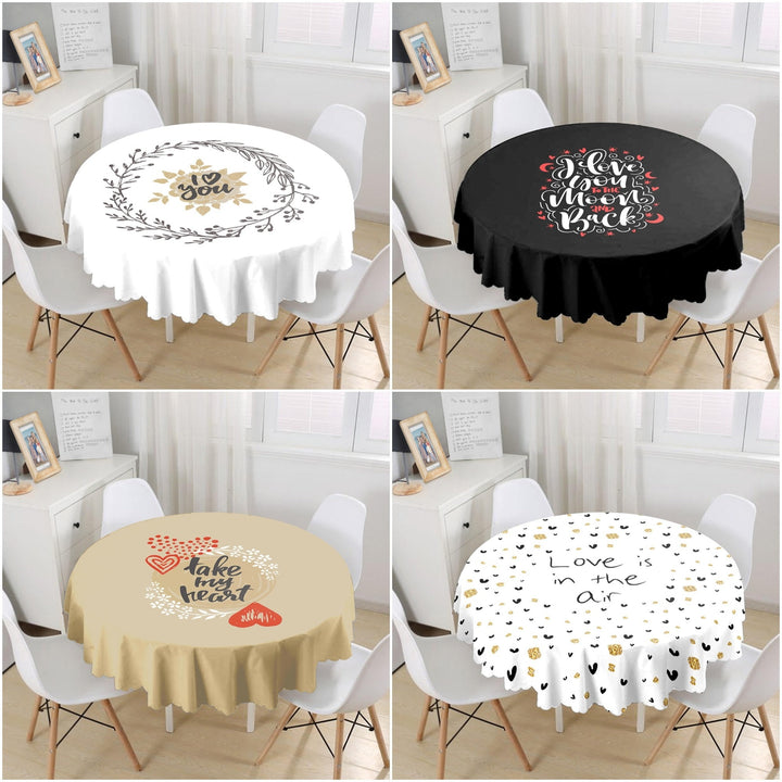 I Love You Tabletop|Take My Heart Print Round Table Linen|February 14 Decor|Love is in the Air Tablecloth|Circle Valentine Day Table Cover