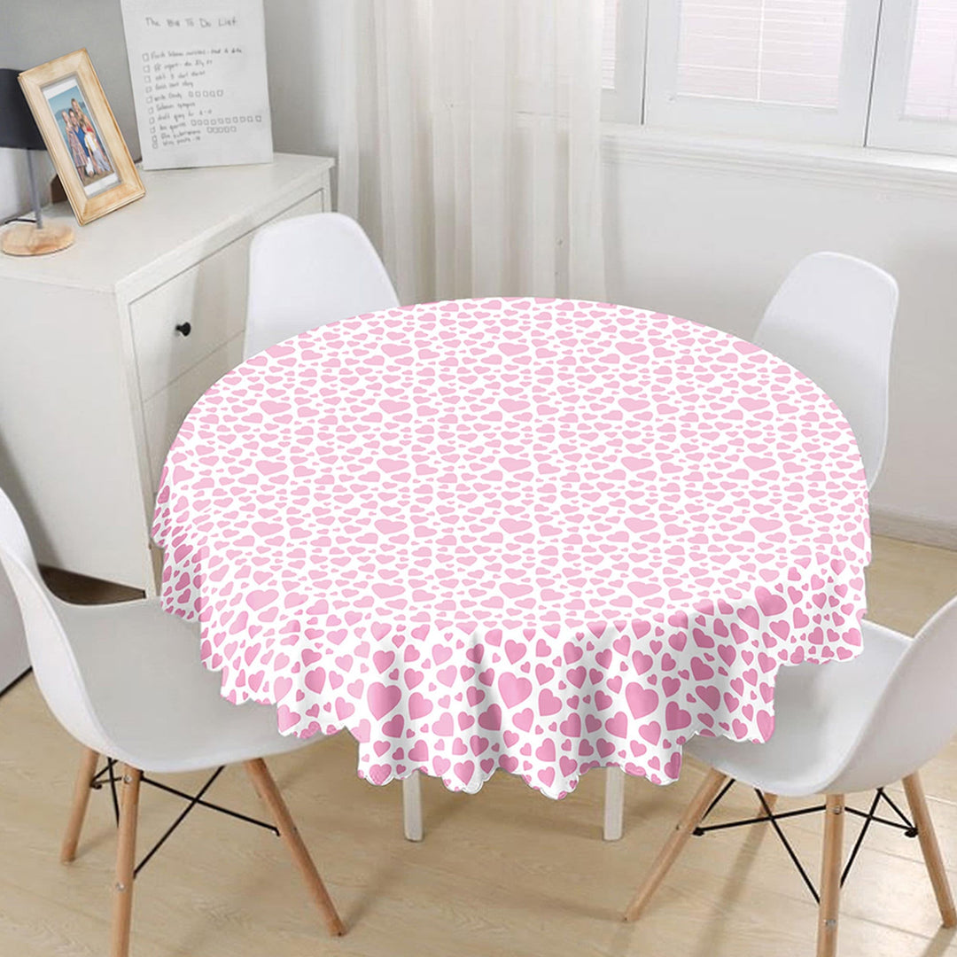 Pink Heart Table Top|Valentine Round Tabletop|February 14 Decor|Love Tablecloth|Circle Romantic Table Linen|Valentine's Day Gift for Her