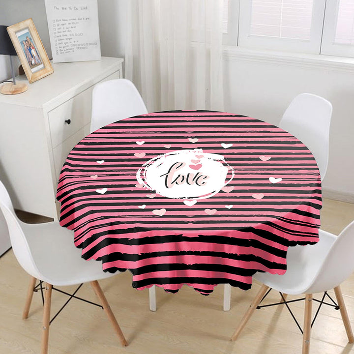 Valentine Tablecloth|Love Print Round Table Linen|February 14 Decor|Love Tabletop|Circle Romantic Table Cover|Valentine's Day Gift for Her