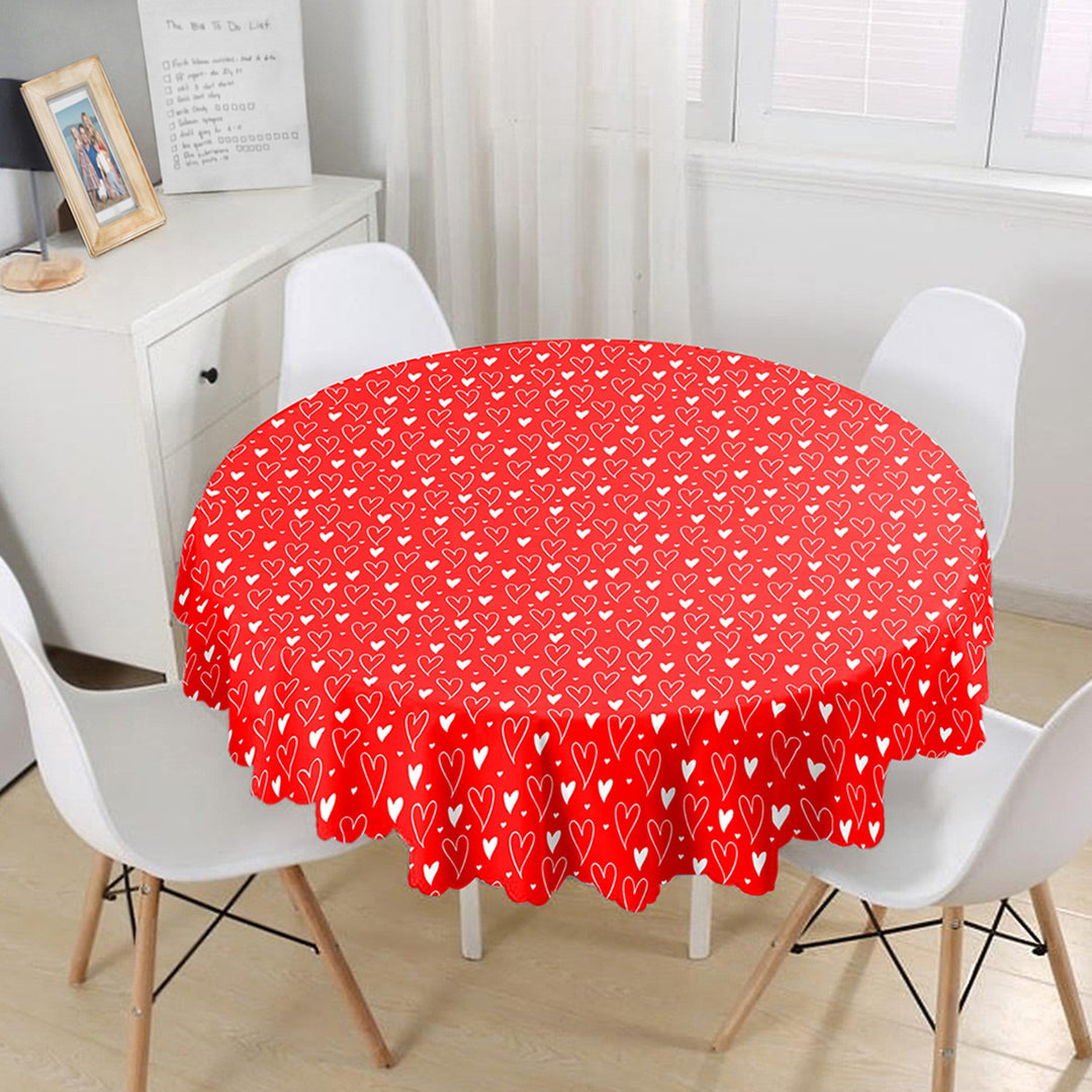 Valentine Tablecloth|Love Print Round Table Linen|February 14 Decor|Love Tabletop|Circle Romantic Table Cover|Valentine's Day Gift for Her