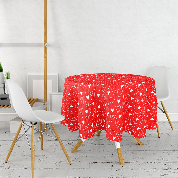 Valentine Tablecloth|Love Print Round Table Linen|February 14 Decor|Love Tabletop|Circle Romantic Table Cover|Valentine's Day Gift for Her