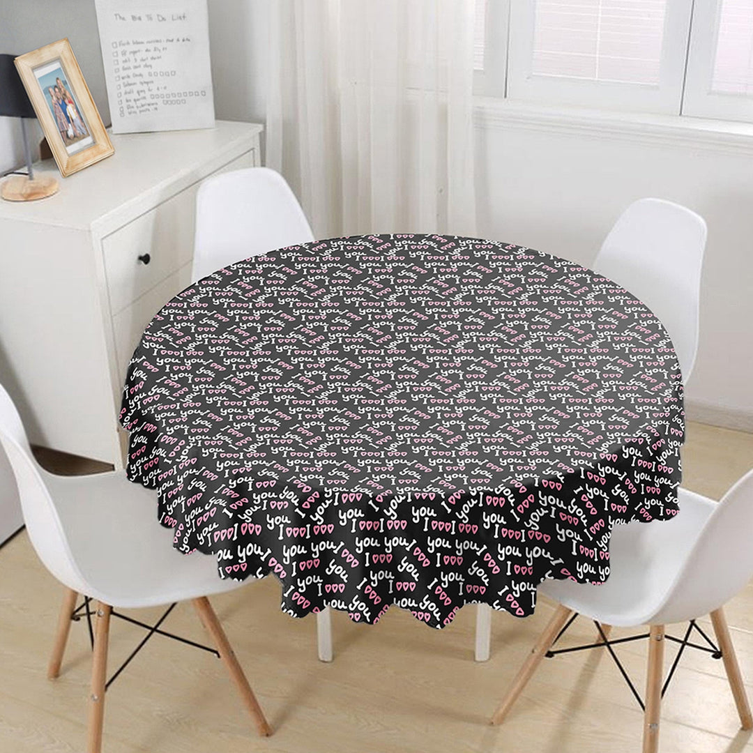 Love Tablecloth|February 14 Decor|Heart Print Round Table Linen|I Love You Tabletop|Circle Romantic Table Cover|Valentine's Day Gift for Her