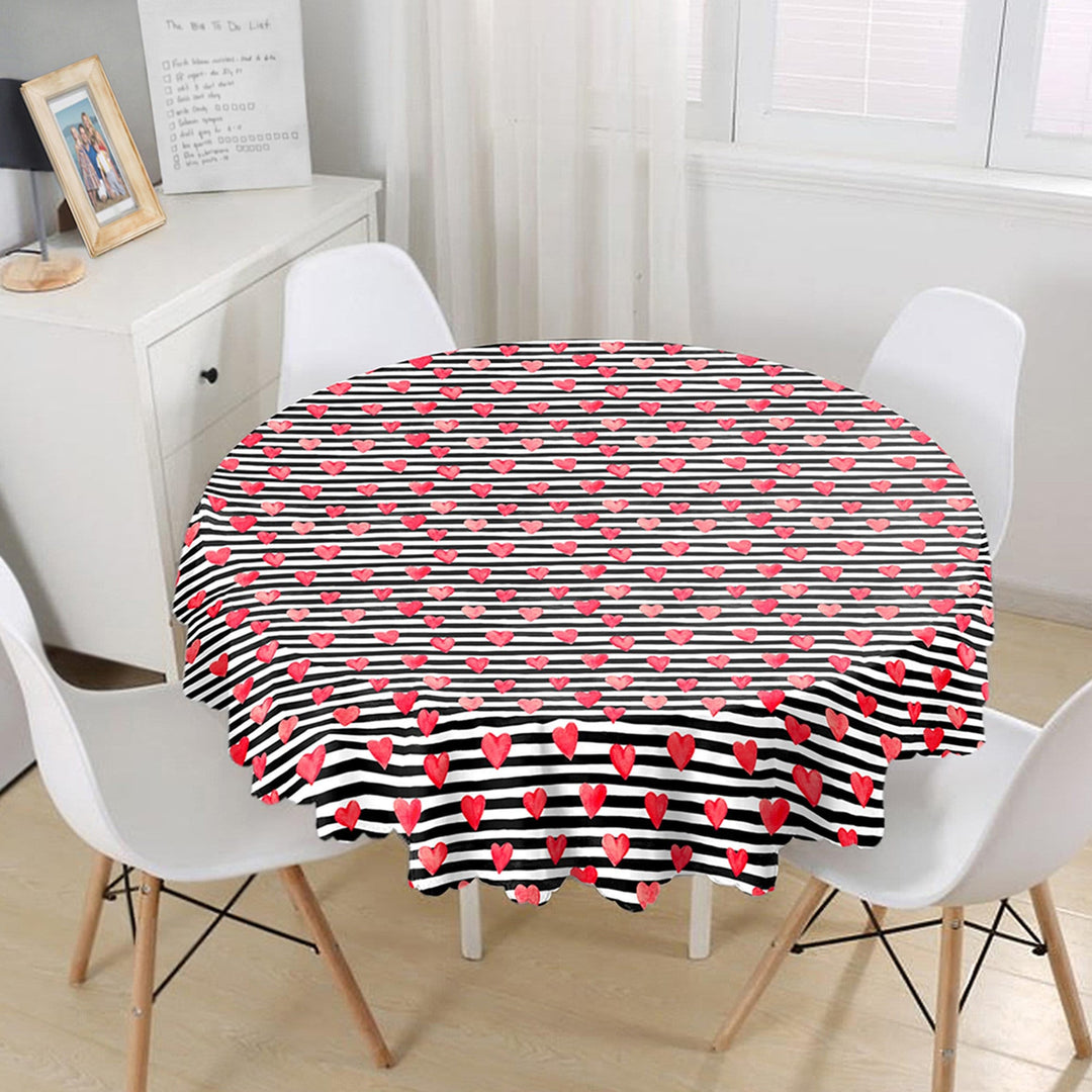 Valentine Tablecloth|Love Home Decor|Heart Print Round Table Linen|My Love Tabletop|Circle Romantic Table Cover|Valentine's Day Gift for Her