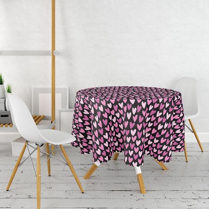 Valentine Tablecloth|Love Home Decor|Heart Print Round Table Linen|My Love Tabletop|Circle Romantic Table Cover|Valentine's Day Gift for Her