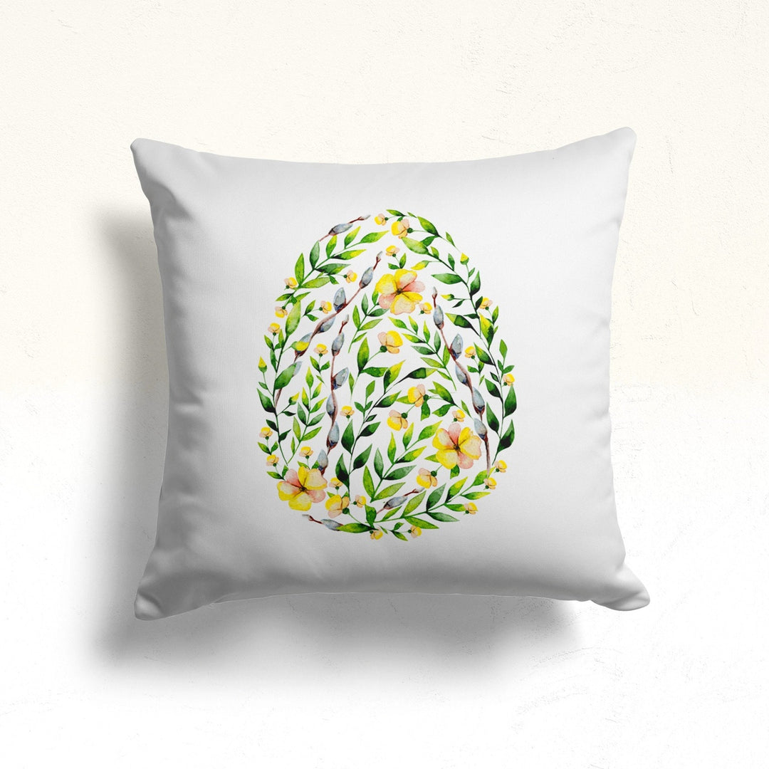 Happy Easter Pillow Cover|Easter Home Decor|Floral Egg Print Throw Pillowtop|Egg Cushion Cover|Farmhouse Spring Pillowcase|Stylish Cushion