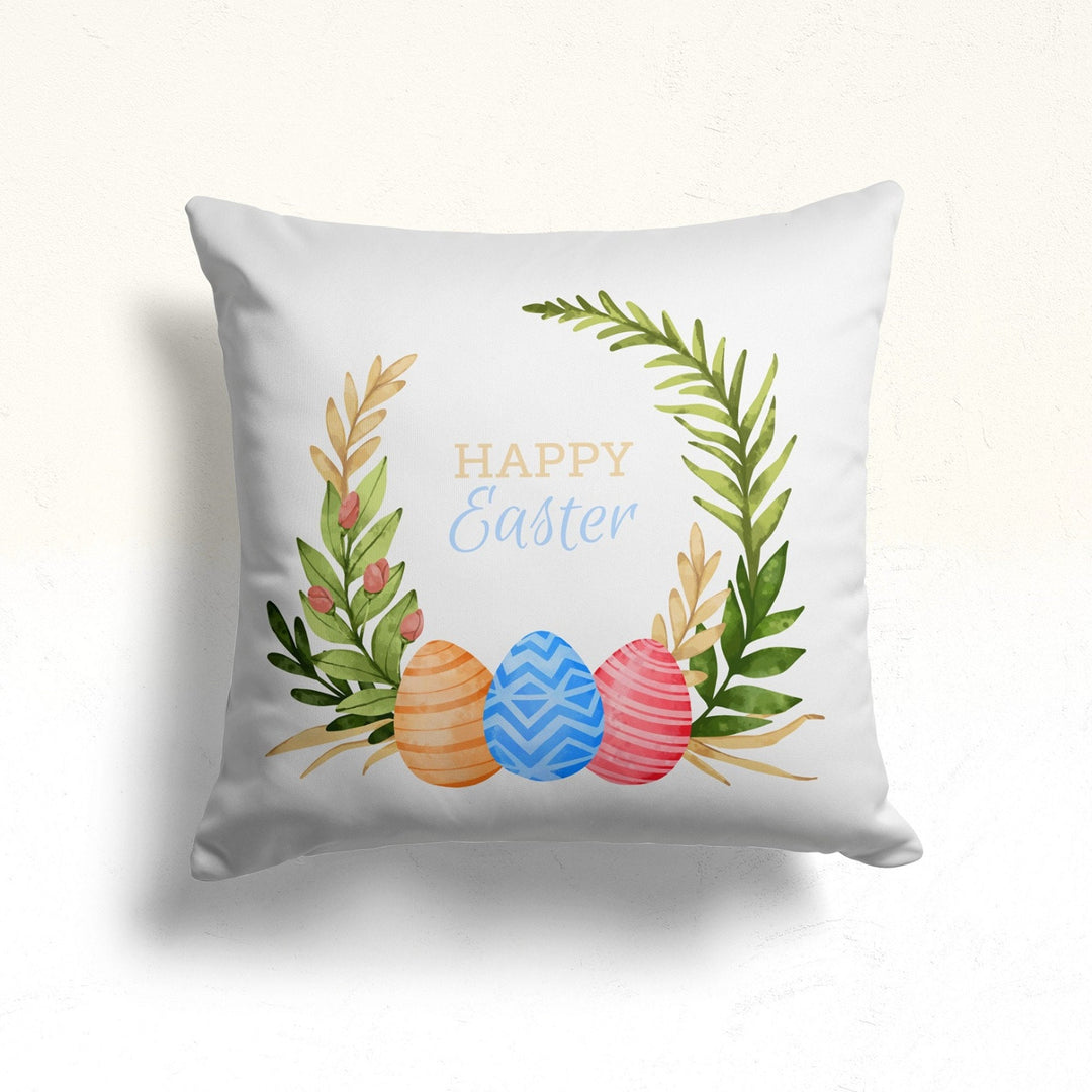 Happy Easter Pillow Cover|Butterfly, Bird Cushion Cover|Floral Easter Decor|Colorful Egg Print Throw Pillowtop|Spring Farmhouse Pillowcase