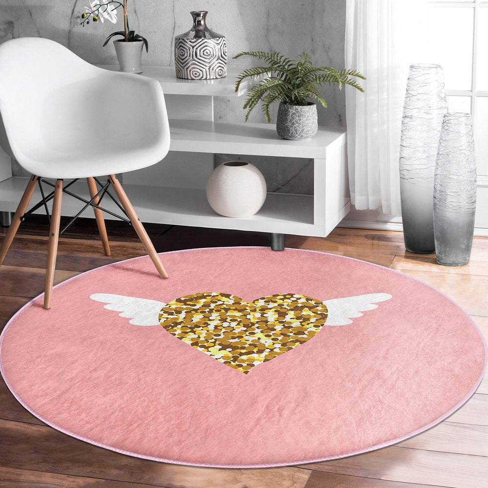 Circle Love Carpet|February 14 Gift|Circle Non-Slip Rug|XO Round Carpet|Circular Heart Rug|Valentine's Day Gift|Love Themed Carpet