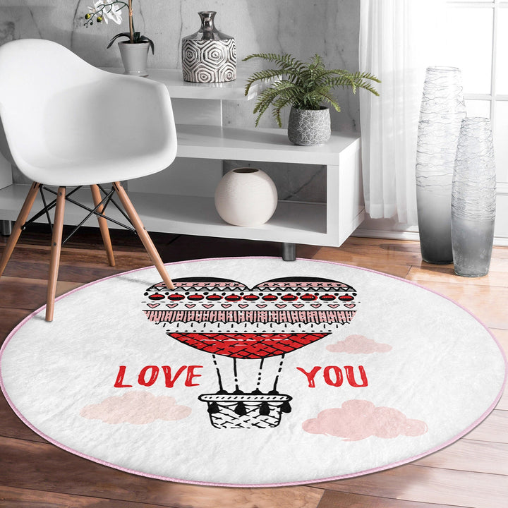 Circular Love Rug|Love Floor Covering|Arrow Print Decor|Valentine Circle Rug|Valentine's Day Gift|Circle Non-slip Rug|Circular Area Mat