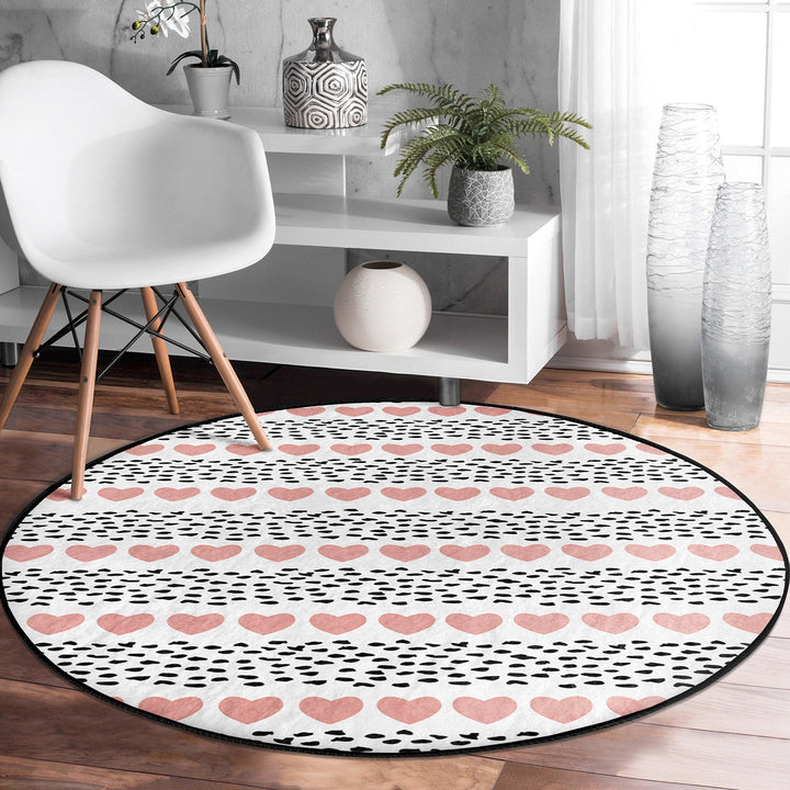 Circular Love Rug|Love Floor Covering|Arrow Print Decor|Valentine Circle Rug|Valentine's Day Gift|Circle Non-slip Rug|Circular Area Mat