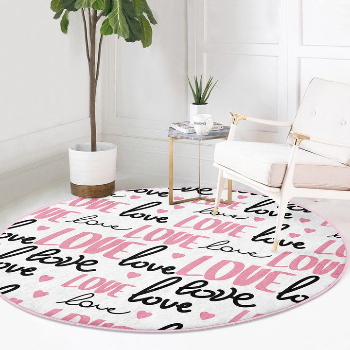 Circular Love Rug|Love Floor Covering|Arrow Print Decor|Valentine Circle Rug|Valentine's Day Gift|Circle Non-slip Rug|Circular Area Mat