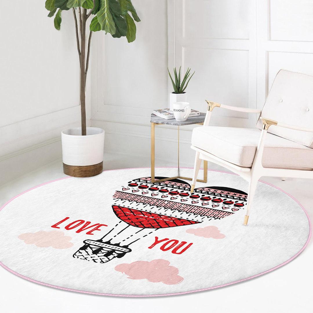 Circular Love Rug|Love Floor Covering|Arrow Print Decor|Valentine Circle Rug|Valentine's Day Gift|Circle Non-slip Rug|Circular Area Mat