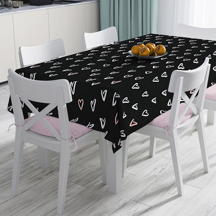 Valentine Tablecloth|Heart Table Decor|Love Themed Tabletop|Love Home Decor|Striped Tabletop|Romantic Heart Print Kitchen Table Top