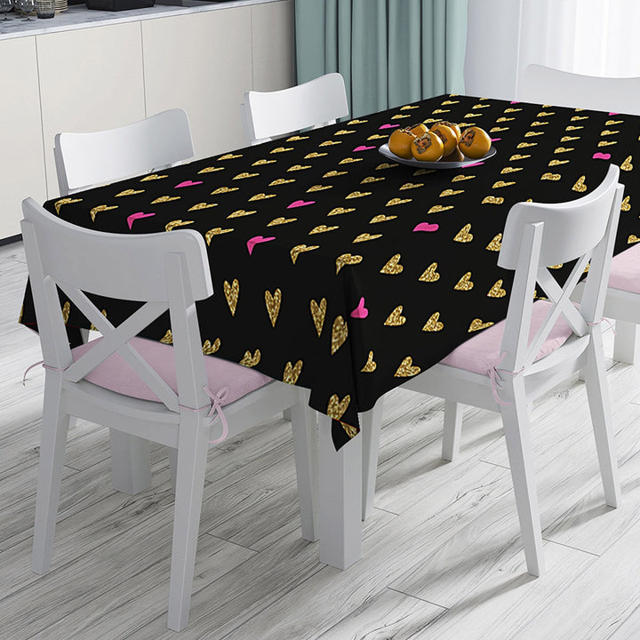 Valentine Tablecloth|Heart Table Decor|Love Themed Tabletop|Love Home Decor|Striped Tabletop|Romantic Heart Print Kitchen Table Top