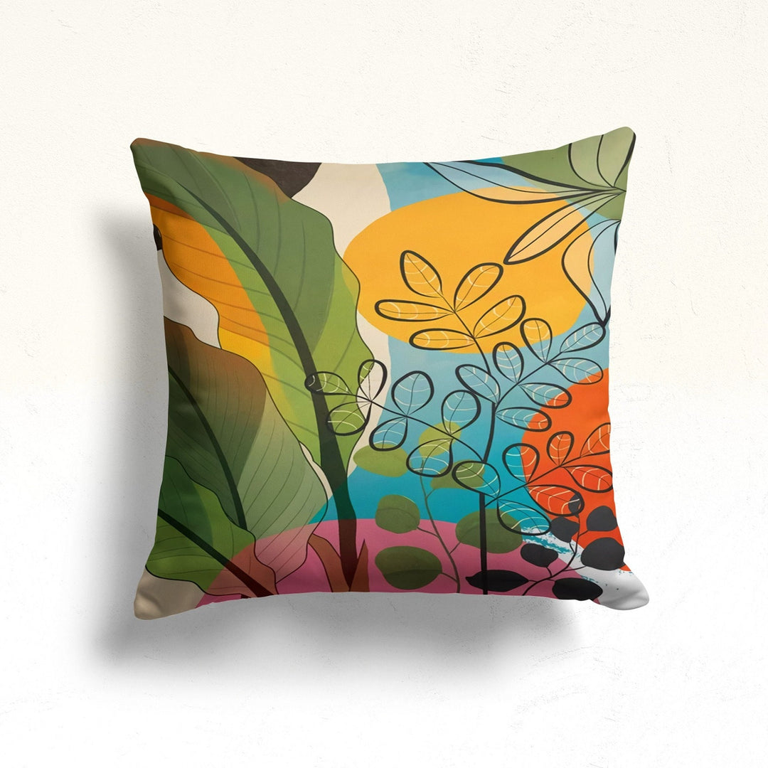 Plants Pillow Cover|Leaves Cushion Case|Onedraw Home Decor|Decorative Pillowtop|Boho Bedding Decor|Housewarming Abstract Floral Cushion