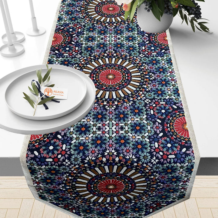 Tile Pattern Woven Tapestry Runner