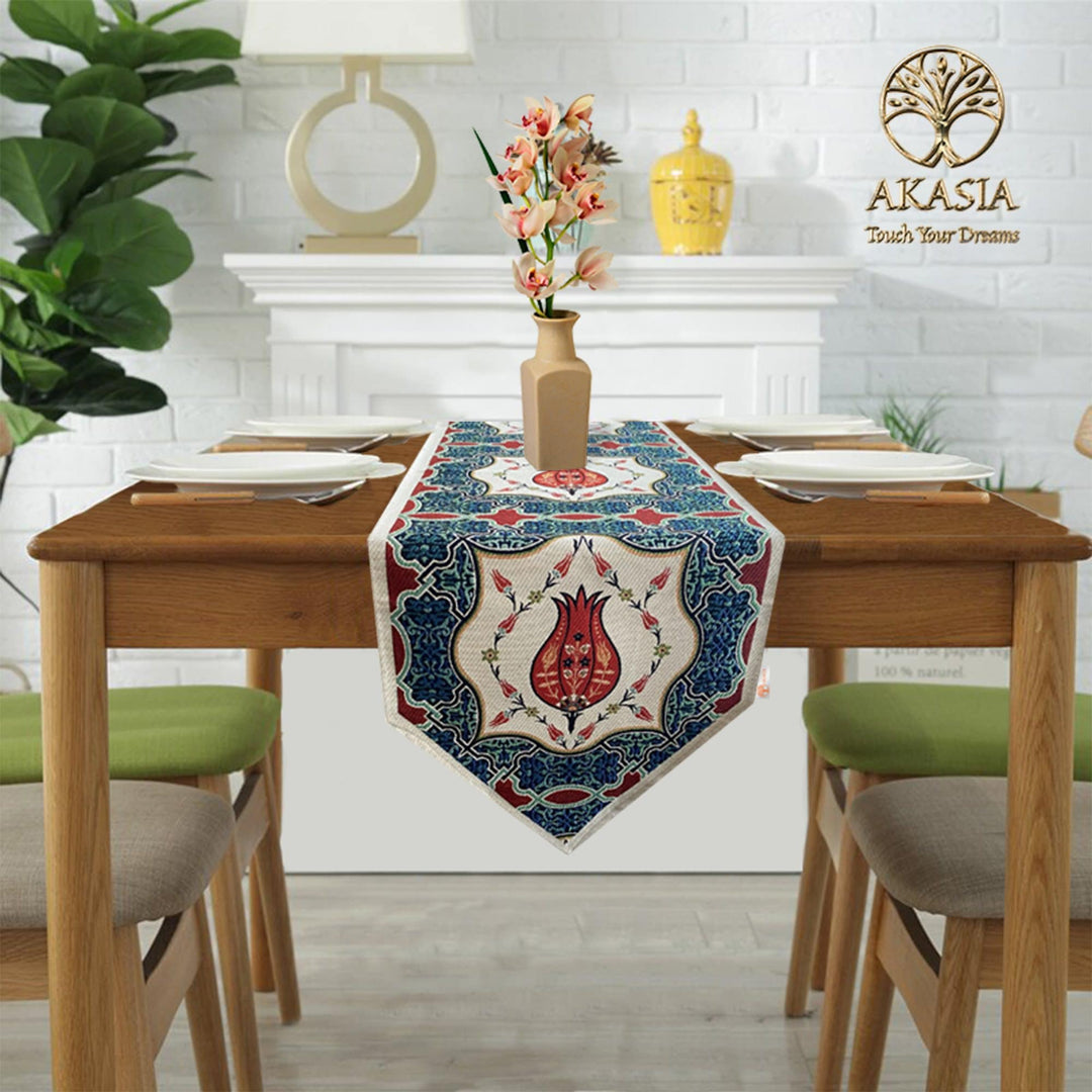 Turkish Tulip Tile Pattern Gobelin Runner