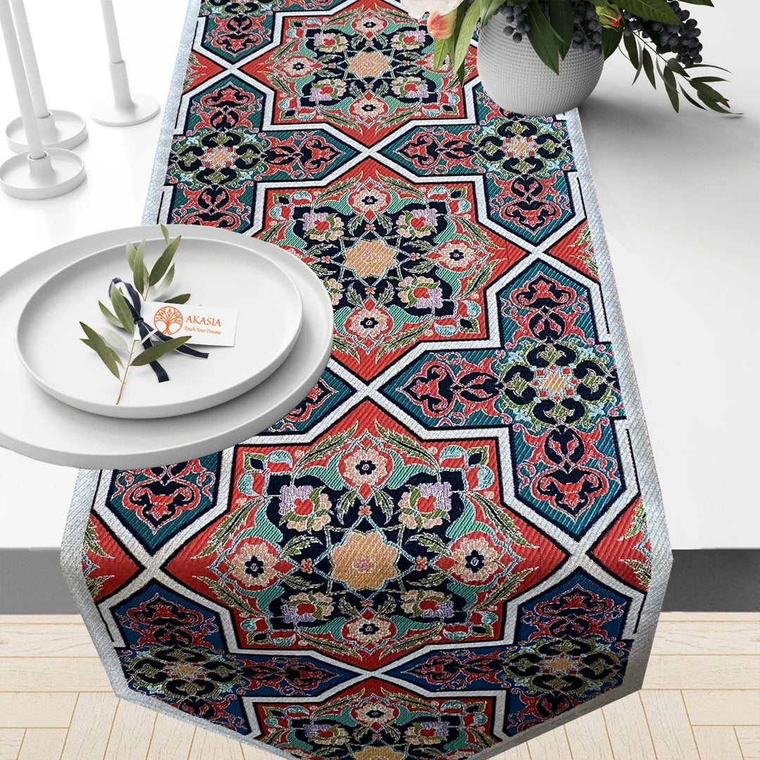 Turkish Tulip Tile Pattern Gobelin Runner