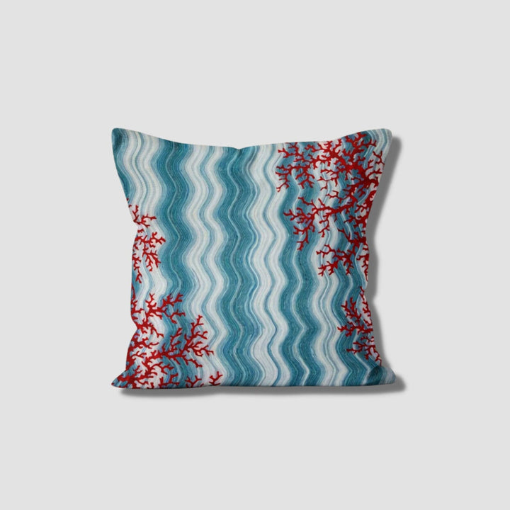 Fish Print Pillow Case|Nautical Summer Cushion Cover|Navy Marine Pillowcase|Beach House Decor|Coral and Fish Coastal Throw Pillow Cover