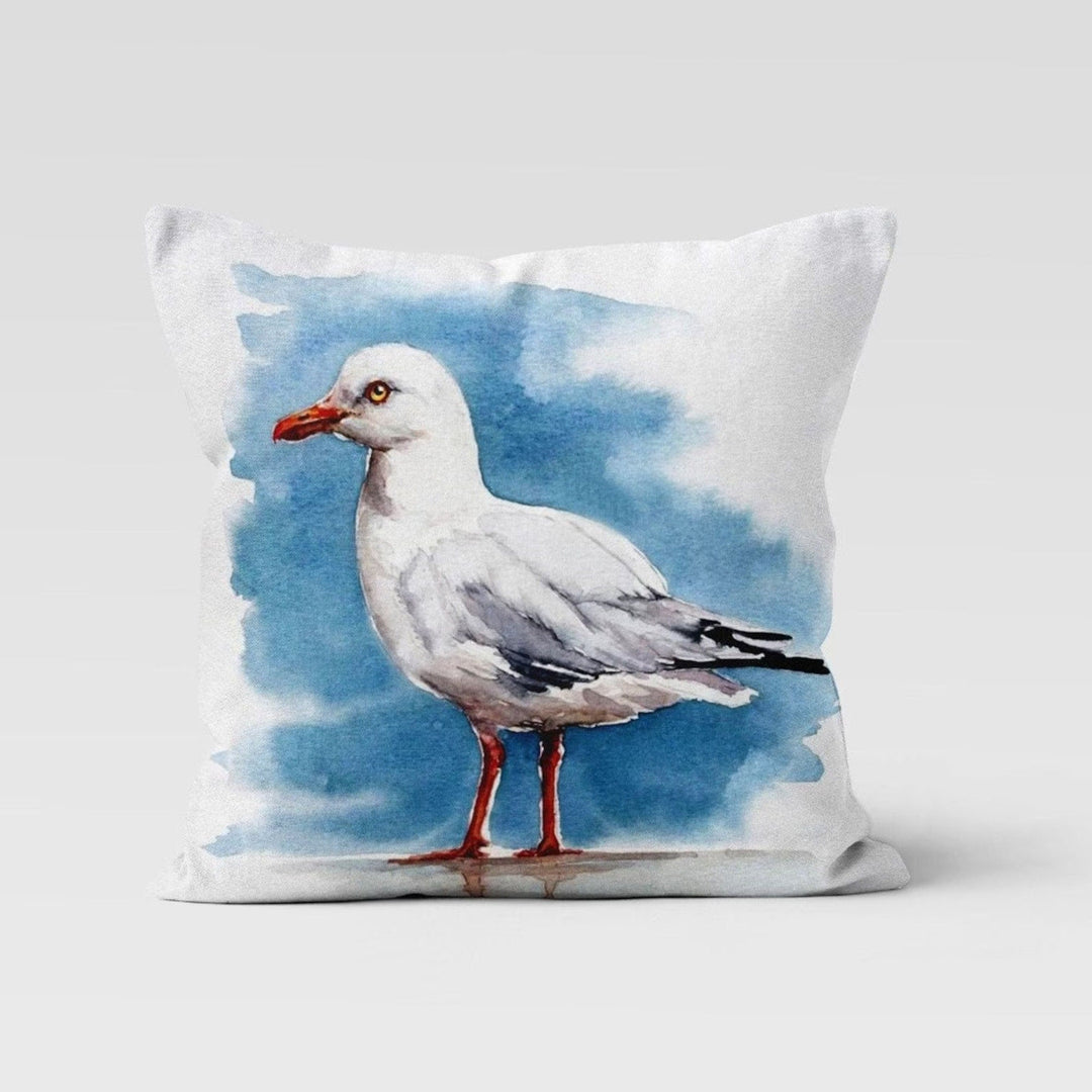 Beach House Pillow Case|Seagull Print Coastal Throw Pillow Cover|Nautical Summer Cushion Cover|Navy Marine Pillowcase|Beach House Decor