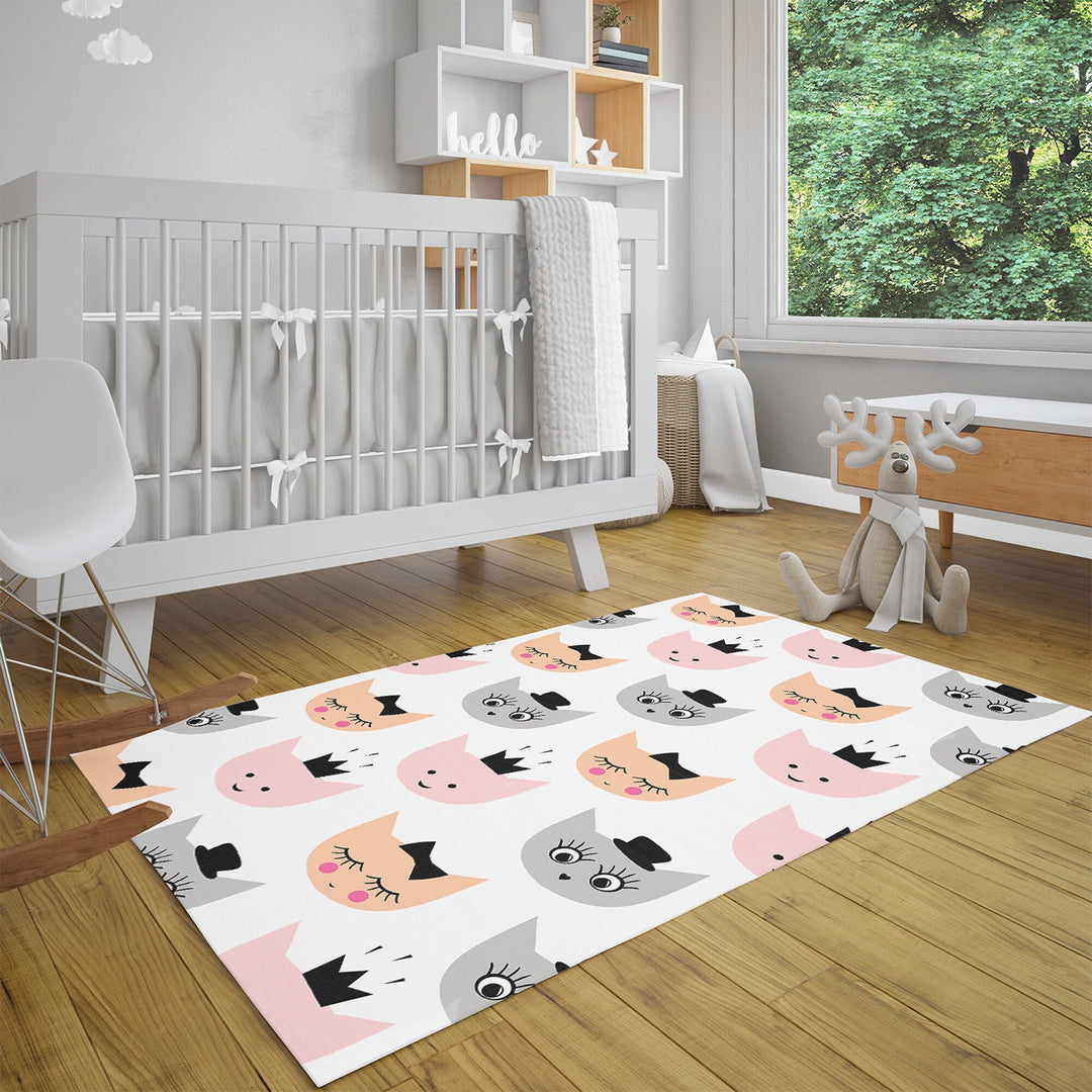 Cat Kids Room Carpet|Cool Cat Print Rug|Non-Slip Carpet|Housewarming Nursery Carpet|Children's Cute Animal Anti-Slip Rug|Cat Print Carpet