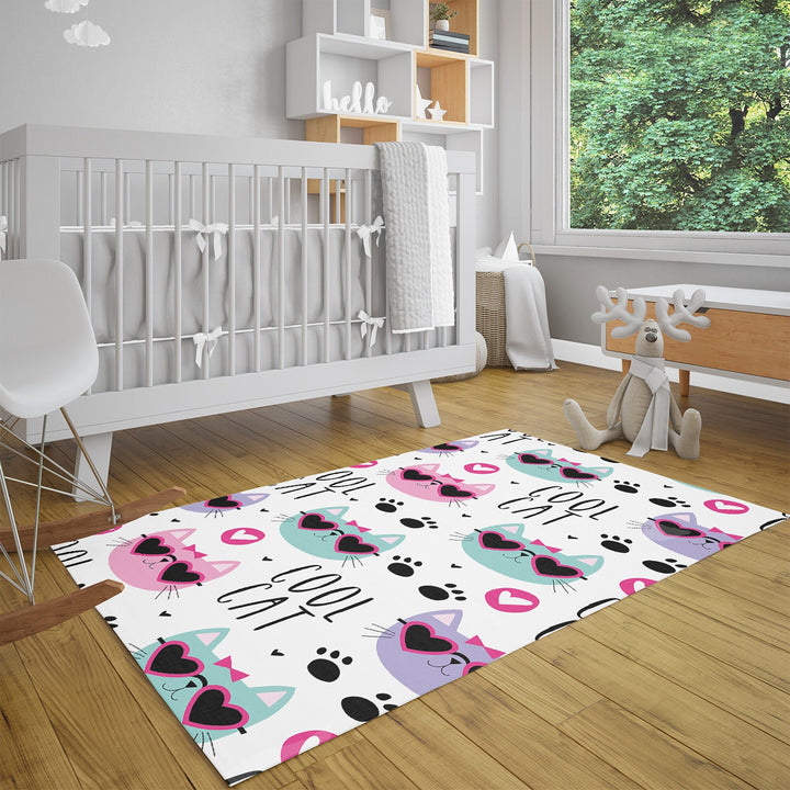 Cat Kids Room Carpet|Cool Cat Print Rug|Non-Slip Carpet|Housewarming Nursery Carpet|Children's Cute Animal Anti-Slip Rug|Cat Print Carpet