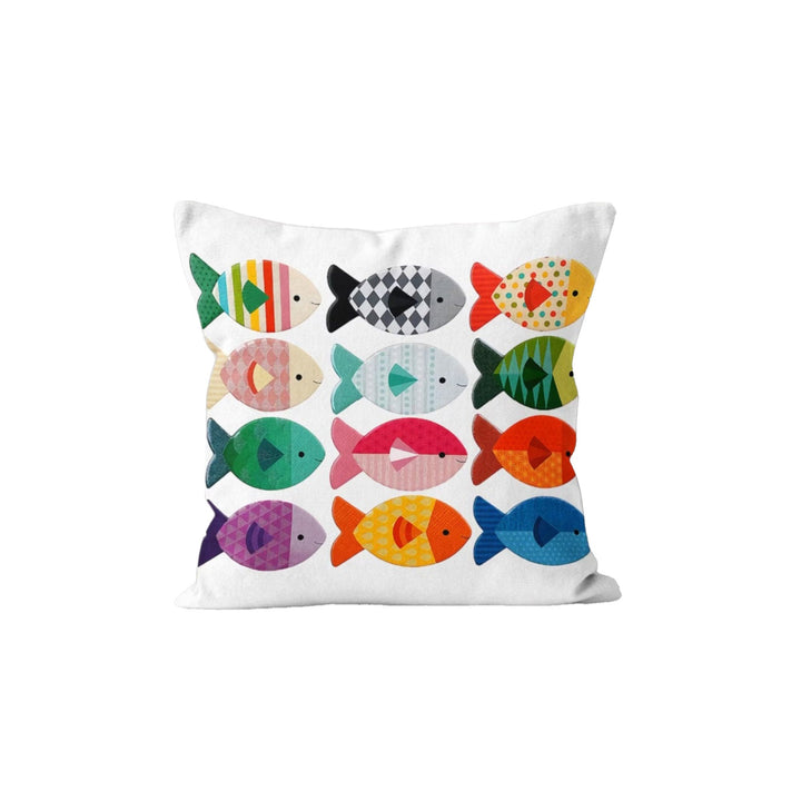 Fish Print Pillowtop|Nautical Summer Cushion Cover|Colorful Fish Decor|Beach House Pillow|Abstract Coastal Throw Pillow|Marine Pillowcase