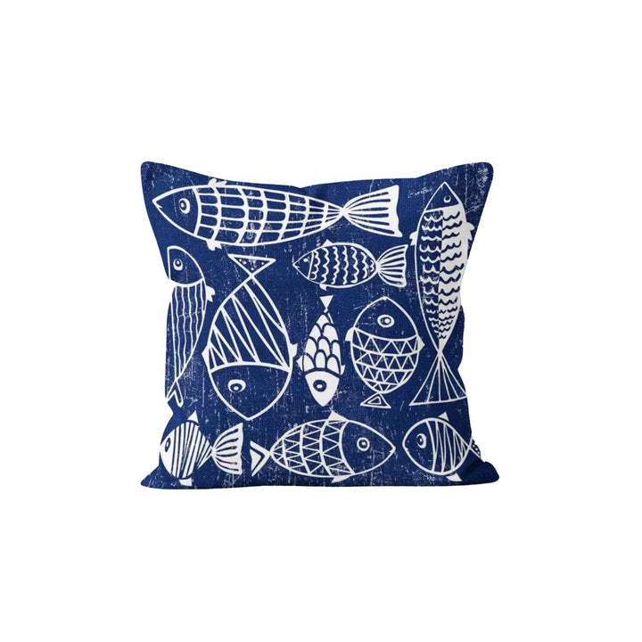 Fish Print Pillowtop|Nautical Summer Cushion Cover|Colorful Fish Decor|Beach House Pillow|Abstract Coastal Throw Pillow|Marine Pillowcase