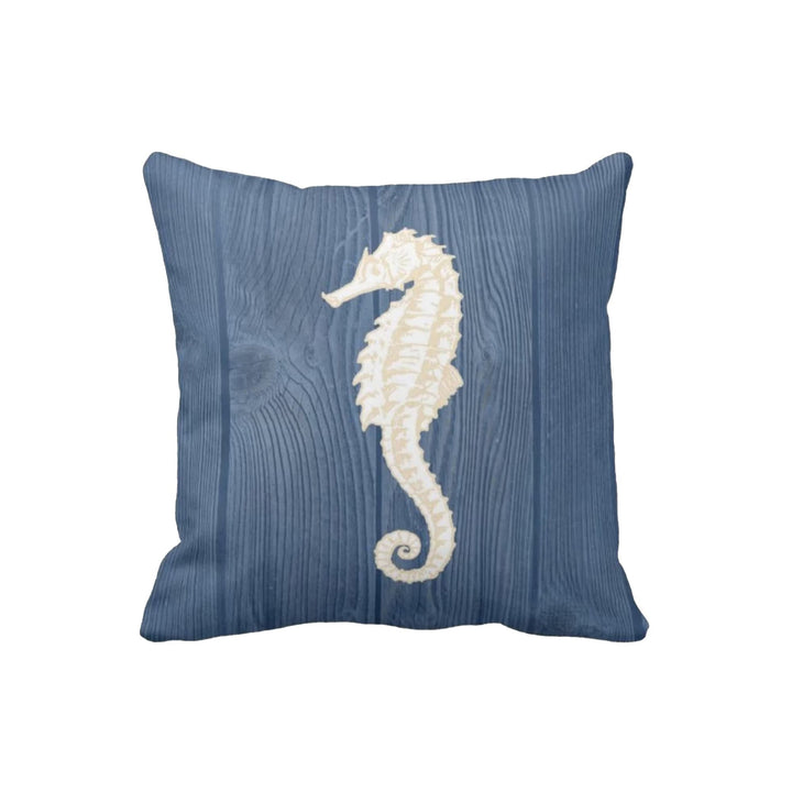 Nautical Pillow Case|Seahorse and Starfish Coastal Throw Pillow Cover|Octopus, Coral Cushion Cover|Navy Marine Pillowcase|Beach House Decor