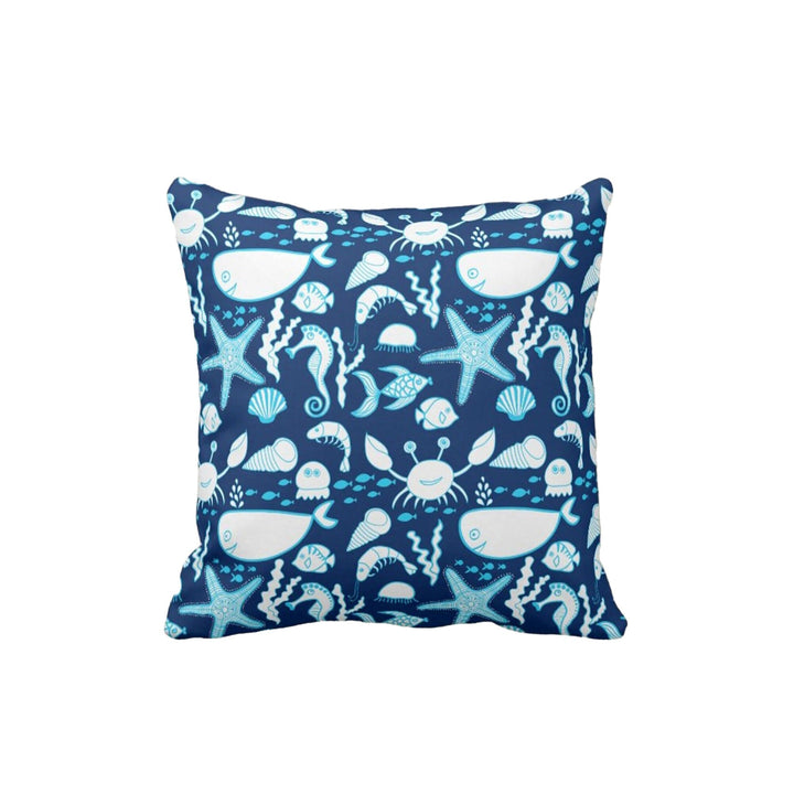 Nautical Pillow Case|Seahorse and Starfish Coastal Throw Pillow Cover|Octopus, Anchor Cushion Cover|Sea Turtle Cushion|Beach House Decor