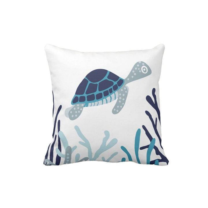 Nautical Pillow Case|Seahorse and Starfish Coastal Throw Pillow Cover|Octopus, Anchor Cushion Cover|Sea Turtle Cushion|Beach House Decor