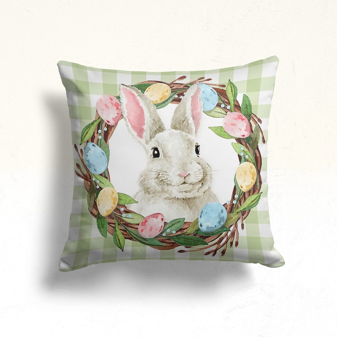 Easter Pillow Cover|Floral Easter Decor|Cute Bunny Print Throw Pillowtop|Egg Cushion Case|Farmhouse Spring Pillowcase|Decorative Pillow Case