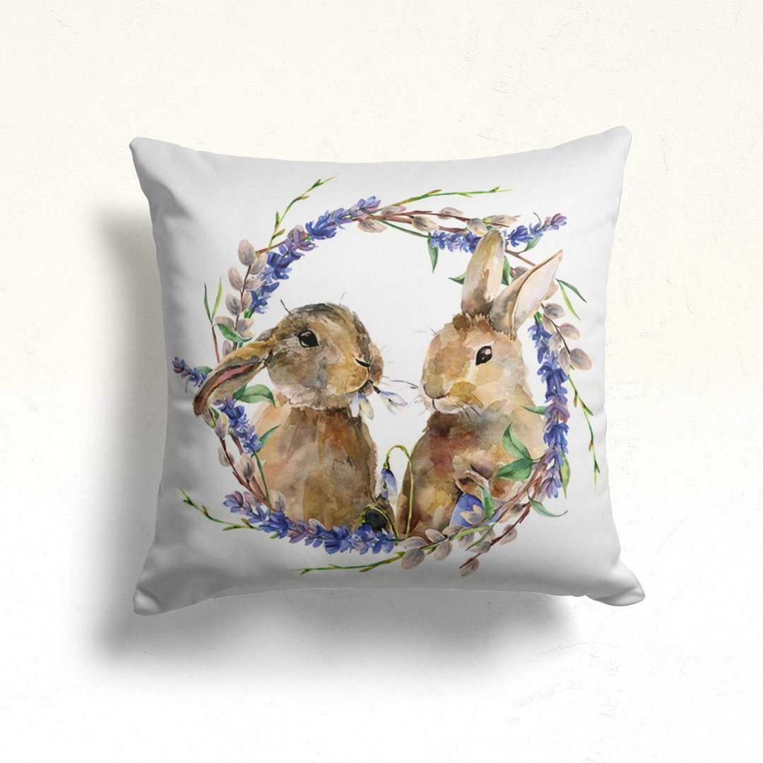 Easter Pillow Cover|Floral Easter Decor|Cute Bunny Print Throw Pillowtop|Egg Cushion Case|Farmhouse Spring Pillowcase|Decorative Pillow Case