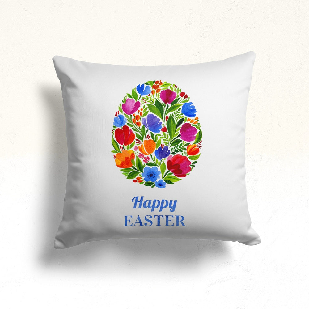 Happy Easter Pillow Cover|Easter Home Decor|Floral Egg Print Throw Pillowtop|Egg Cushion Cover|Farmhouse Spring Pillowcase|Stylish Cushion