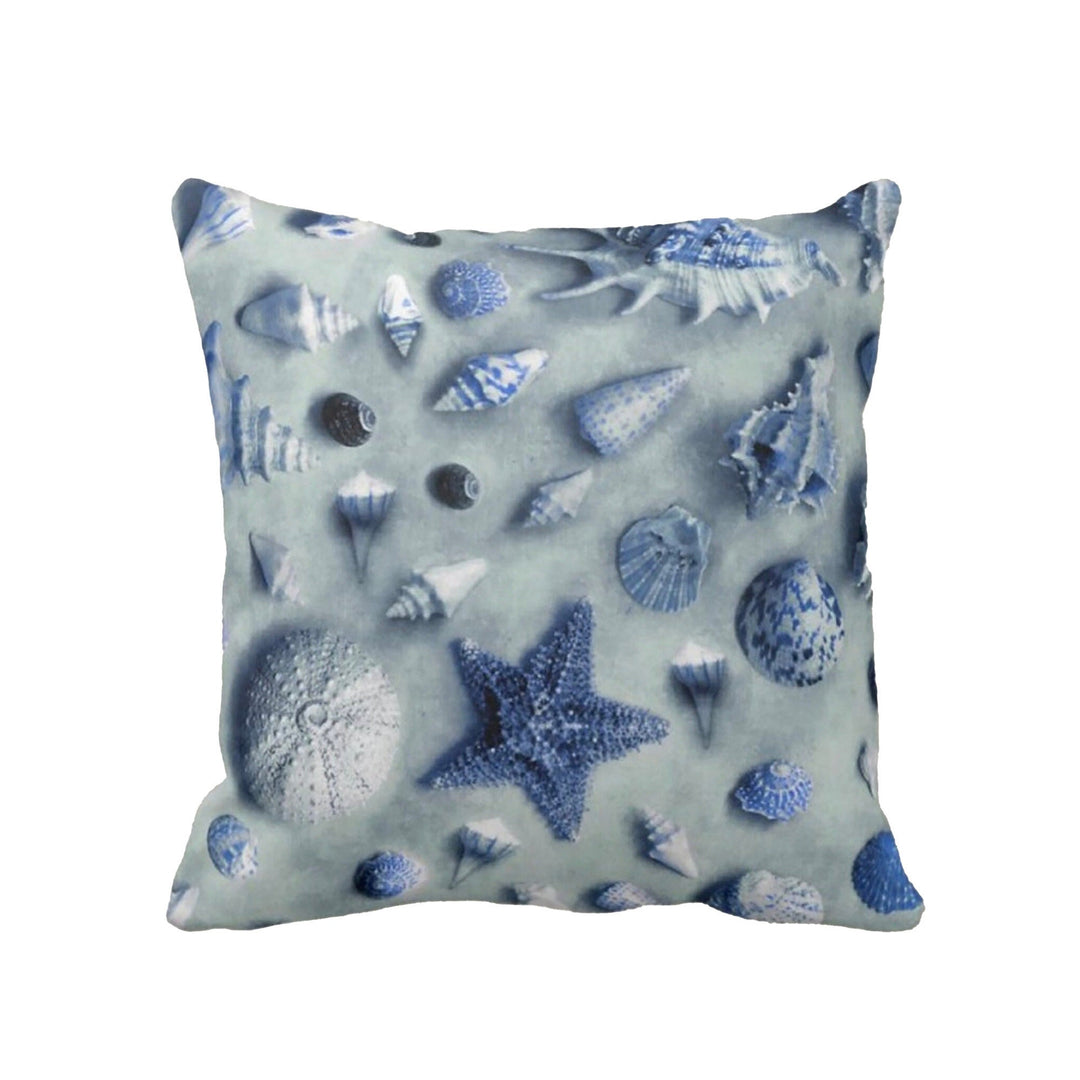 Nautical Pillow Case|Fish Coral Print Coastal Throw Pillow Cover|Seahorse, Seashell Cushion Cover|Navy Marine Pillowcase|Beach House Decor