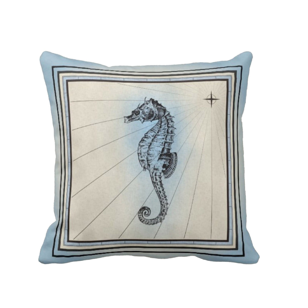 Nautical Pillow Case|Starfish and Seahorse Coastal Throw Pillow Cover|Anchor Wheel Jellyfish Cushion|Oyster Cushion Case|Beach House Decor