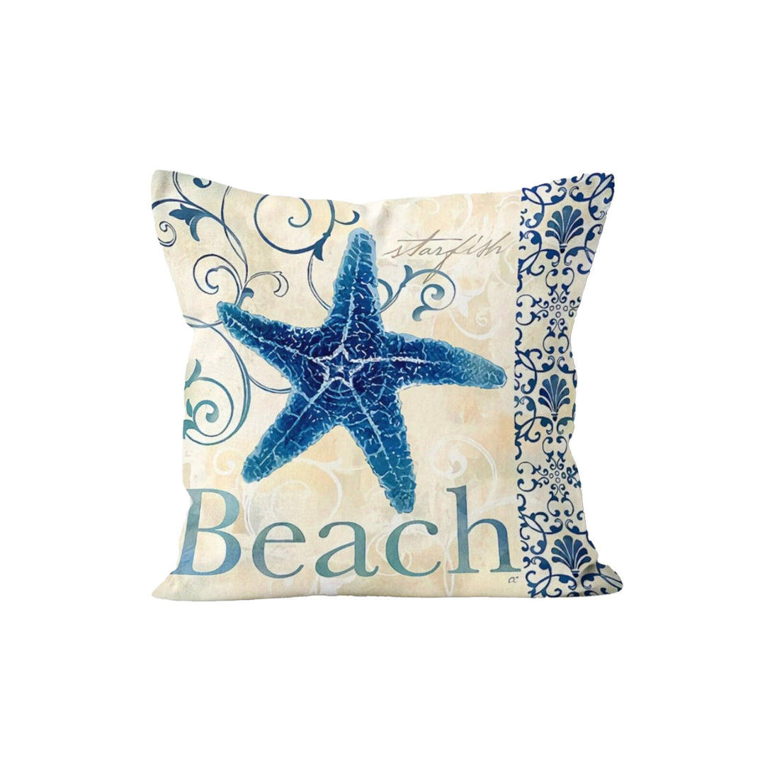 Nautical Pillow Case|Starfish and Seahorse Coastal Throw Pillow Cover|Anchor Wheel Jellyfish Cushion|Oyster Cushion Case|Beach House Decor