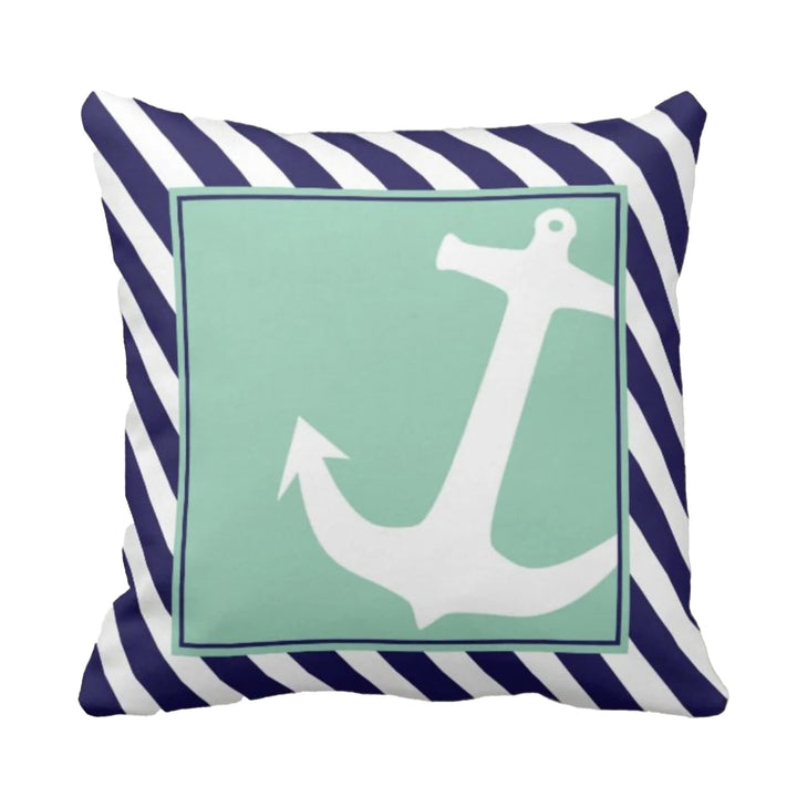 Nautical Pillow Case|Crab and Lobster Coastal Throw Pillow Cover|Striped Anchor Cushion Case|Zigzag Beach House Decor|Porch Cushion Cover