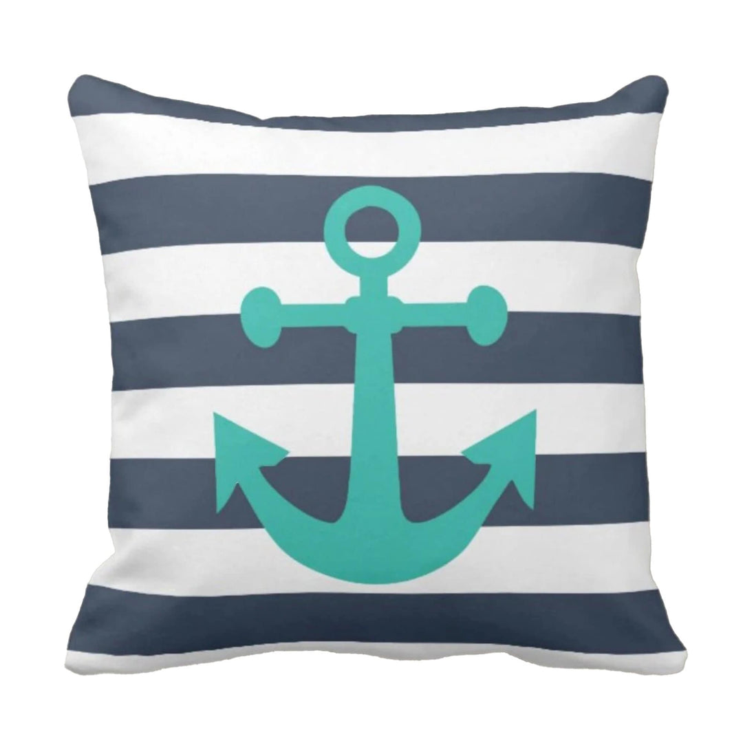 Nautical Pillow Case|Crab and Lobster Coastal Throw Pillow Cover|Striped Anchor Cushion Case|Zigzag Beach House Decor|Porch Cushion Cover