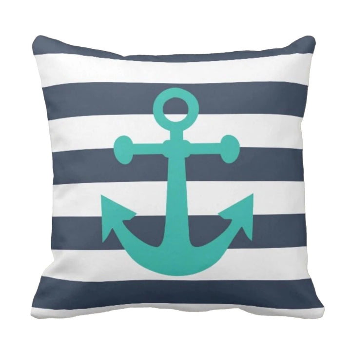 Nautical Pillow Case|Crab and Lobster Coastal Throw Pillow Cover|Striped Anchor Cushion Case|Zigzag Beach House Decor|Porch Cushion Cover