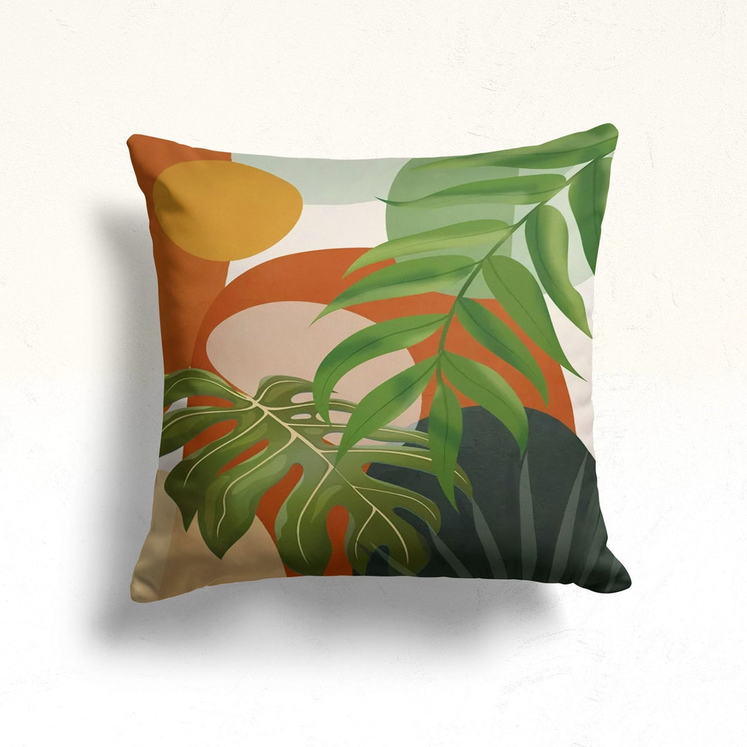 Abstract Leaves Pillow Case|Tropical Cushion Case|Modern Decorative Pillowtop|Plant Print Decor|Floral Farmhouse Cushion|Boho Bedding Pillow