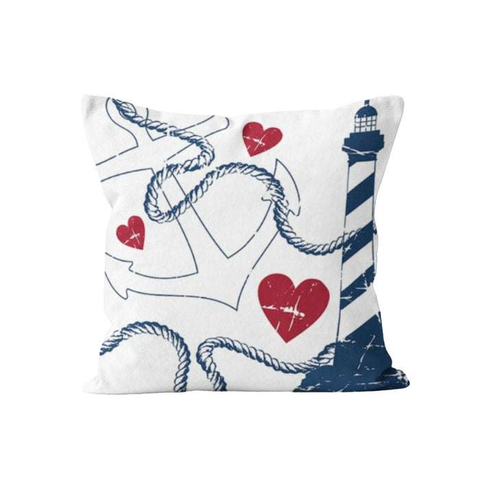 Nautical Pillow Case|Anchor Cushion Cover|Wheel Cushion Cover|Navy Marine Pillowcase|Beach House Decor|I Love Sea Coastal Throw Pillowtop