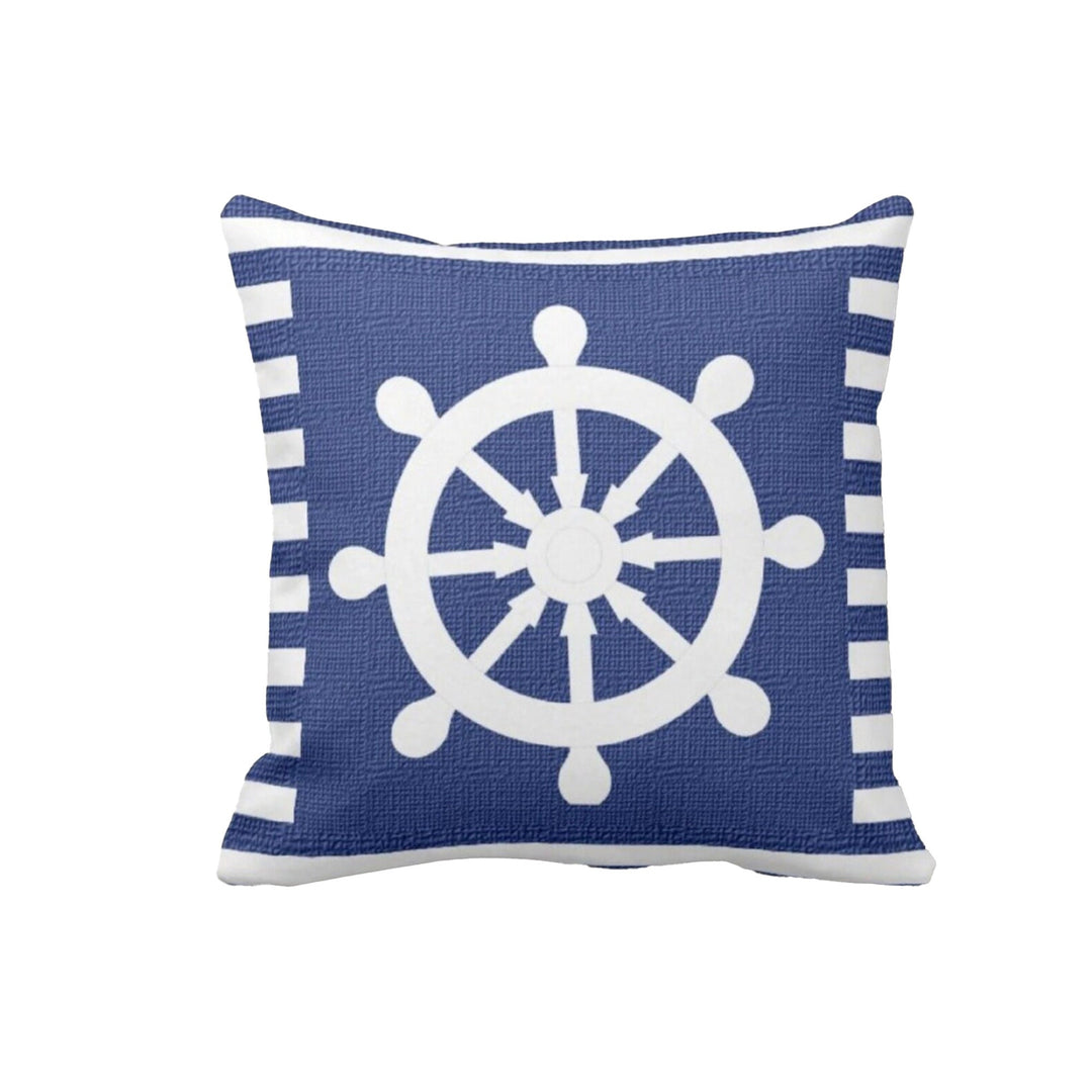 Nautical Pillow Case|Anchor Cushion Cover|Wheel Cushion Cover|Navy Marine Pillowcase|Beach House Decor|I Love Sea Coastal Throw Pillowtop