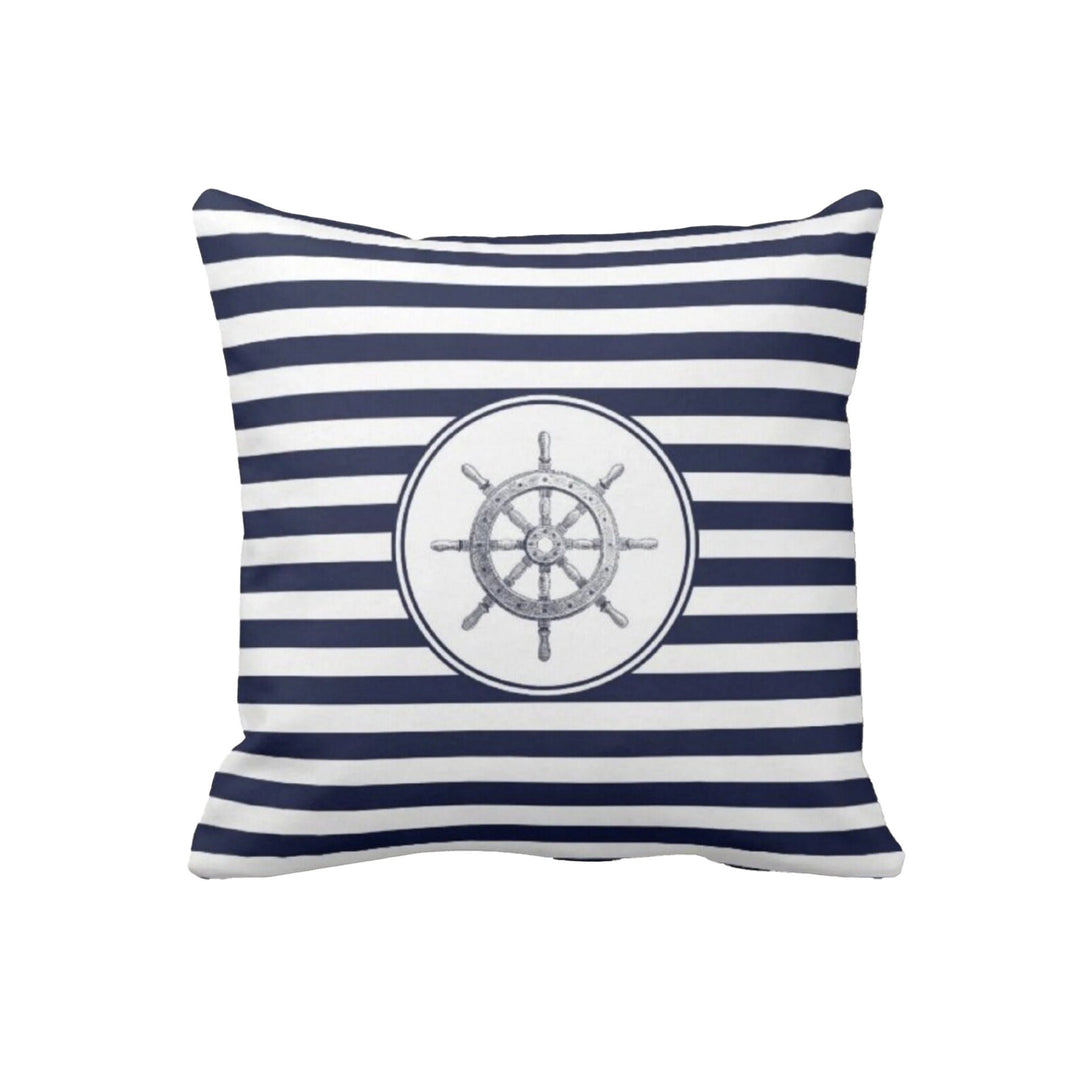 Nautical Pillow Case|Anchor Cushion Cover|Wheel Cushion Cover|Navy Marine Pillowcase|Beach House Decor|I Love Sea Coastal Throw Pillowtop